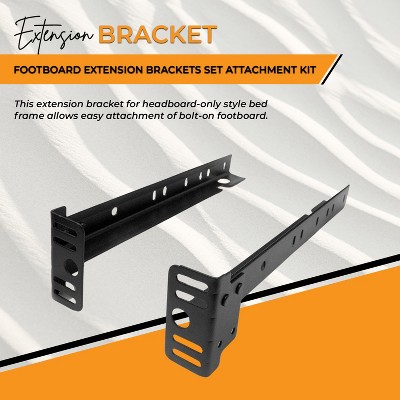 Black Metal Footboard Extension Brackets for Twin to King Beds