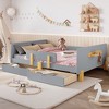 Okak Twin/Full Size Platform Beds with Storage Drawers & Hooks,Solid Wood Bed Frame for Kids,Teens,No Spring Box Needed - 2 of 4