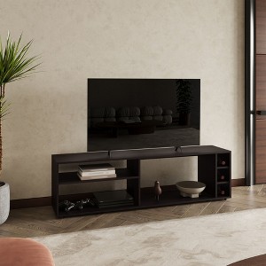 63" FSC Certified Engineered Wood TV Stand with 6 Shelves, 60" TV Capacity, and Modern Minimalist Design for Living Room - 1 of 4