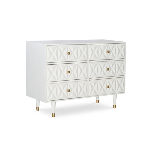 Six Drawer Geo Texture Dresser White Linon Target