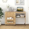 Tangkula Folding Sewing Table w/ Compact Design Storage Shelf 2 Trays & 18 Pegs Natural - 4 of 4