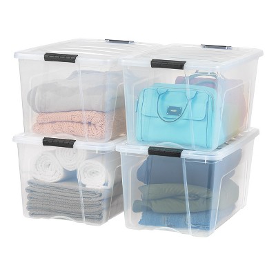 Smart Store Clear Compact Plastic Bins 4-Pack with Clear Lids