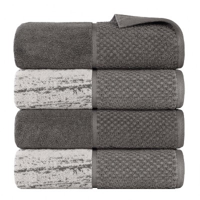 100% Cotton Medium Weight Two-Toned Jacquard and Solid Assorted Towel Set by Blue Nile Mills