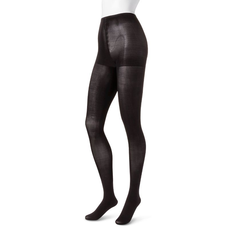 Hanes Premium Women's 2pk Opaque Tights - Black, 2 of 4