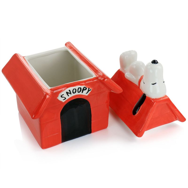 Gibson Peanuts Classic Snoopy Dog House Durastone 11.2in Cooke Jar in Red, 4 of 8