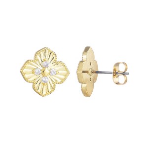Adornia 14k Gold Plate CZ Pointed Prismatic Clover Stud Earrings - 1 of 4