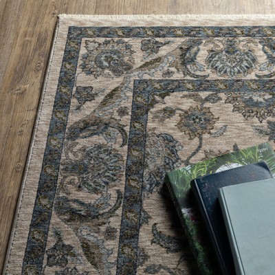 Aberdeen Beige and Blue 4' x 6' Synthetic Area Rug