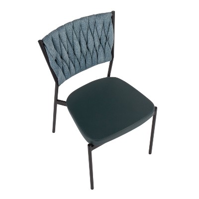 Braided Tania 39" Blue Faux Leather Metal Dining Chair Set