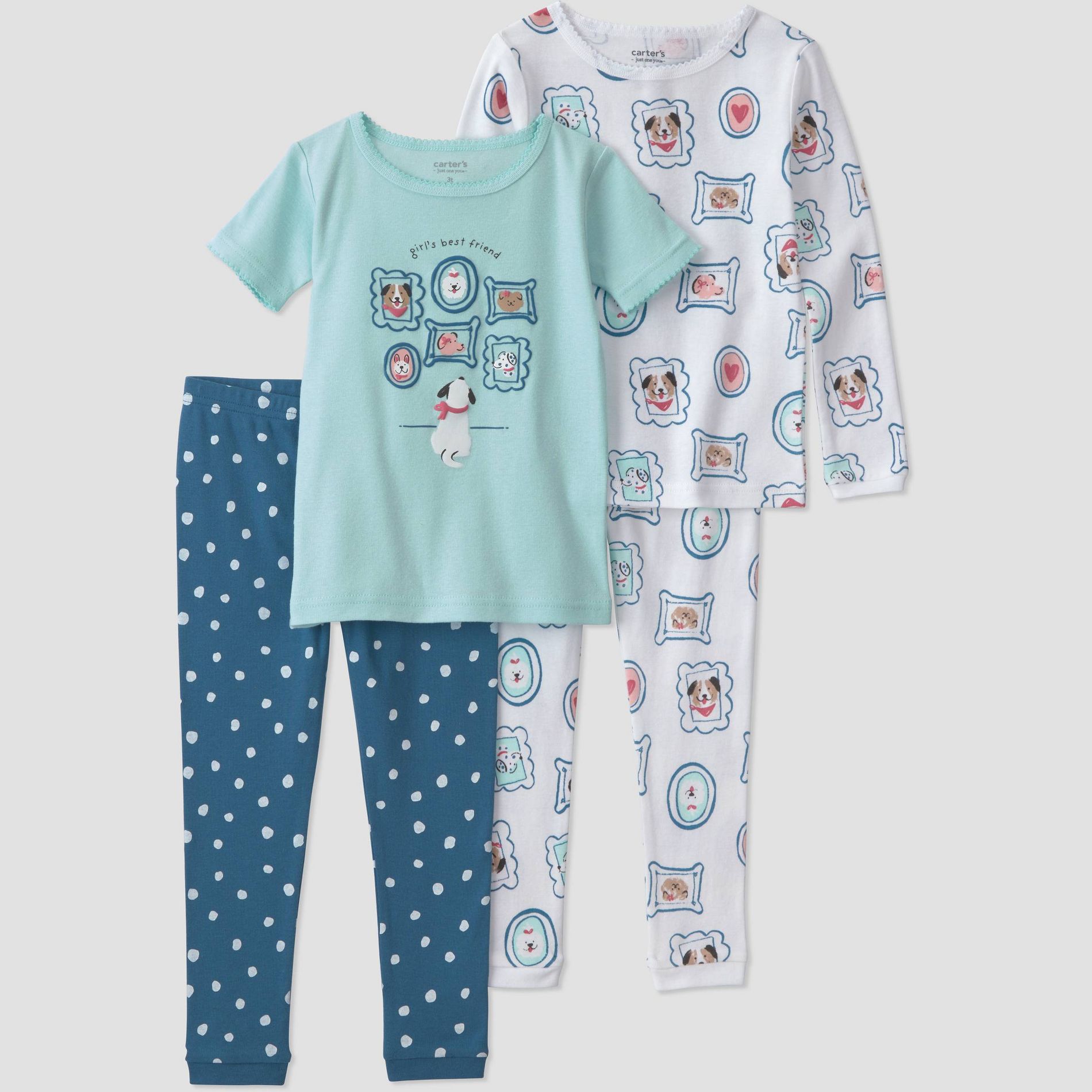 Carter's Just One You® Baby & Toddler Girls' 4pc Long & Short Sleeve Printed Cotton Pajama Set