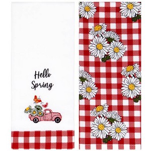 The Lakeside Collection Set of 2 Spring Truck Embroidered Kitchen Towels - Hello Spring - 1 of 3
