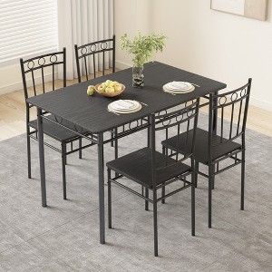 Dyonery Dining Table Set for 4, 5-Piece Rectangular Kitchen Table Chair Set for Small Space,Dinette,Apartment - 1 of 4