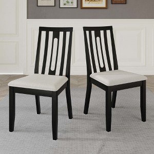 ChaletPosh  Wooden Dining Chair With Warm Grey Cover (Set of 2) - 1 of 4