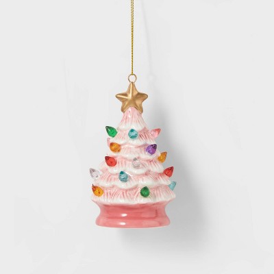 Lit Ceramic Retro Christmas Tree Christmas Tree Ornament Pink - Wondershop™