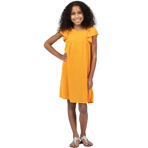 24sevenkid Girls Ruffle Cap Sleeve Knee Length Babydoll Dress - 1 of 4