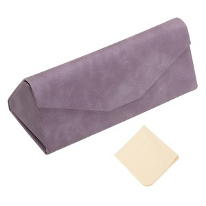 Unique Bargains Foldable Triangle Magnetic Portable Eyeglass Case with Eyeglass Cloth 1 Pc - 1 of 4