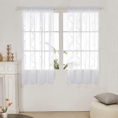 Deconovo Sheer Embroidered Wave Curtain Panel Pairs(2 Panel)