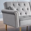 SKRAN 70"Velvet Sofa Bed, Convertible Folding Sleeper Couch with 2 Pillows ＆ Golden Metal Legs for Living Room Apartment Office - 2 of 4