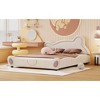 Okak Queen Velvet Platform Bed Frame with Upholstered Bear-Shaped Headboard, Bed-End Storage Pocket for Kids Noise-Free Easy Assembly, Beige - 3 of 4