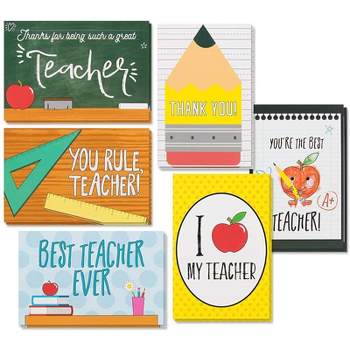 Sustainable Greetings 48-Pack Teacher Appreciation Cards for Kindergarten and Elementary, 6 Designs (4 x 6 In)