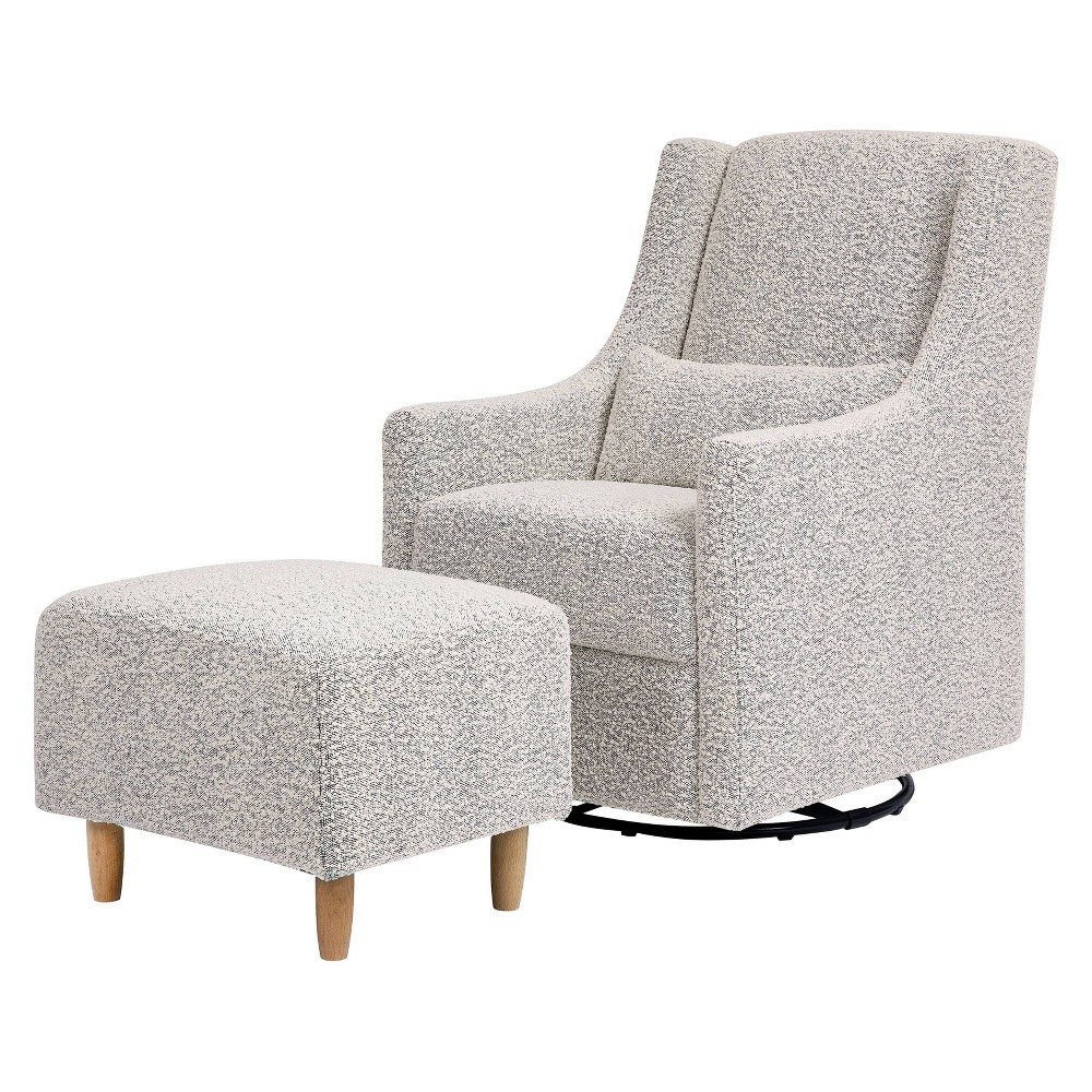 Photos - Rocking Chair Babyletto Toco Swivel Glider and Ottoman - Black White Boucle