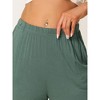 INSPIRE CHIC Women's Cotton Stretchy Elastic Waist Straight Wide-Leg Pajama Pants with Pockets - 4 of 4