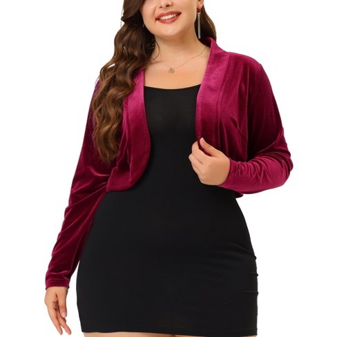 Agnes Orinda Women s Plus Size Crop Velvet Bolero Elegant Shrugs