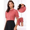 Allegra K Women's Vintage Short Sleeve Peter Pan Collar Button Down Shirt - 2 of 4
