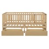 Twin/Full Size Wood Daybed with Fence Guardrails and 2 Drawers, Split into Independent Floor Bed & Daybed-ModernLuxe - 4 of 4