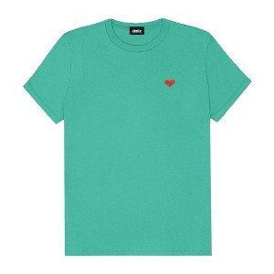 Dalix Pixel Heart Embroidered Lightweight Relaxed Jersey Tee Summer Cute Love Womens - 1 of 4