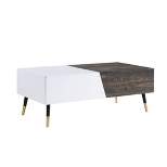 Orion Coffee Table White High Gloss/Rustic Oak - Acme Furniture