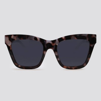 Women's Animal Print Cat Eye Plastic Silhouette Sunglasses - Wild Fable™ Gray