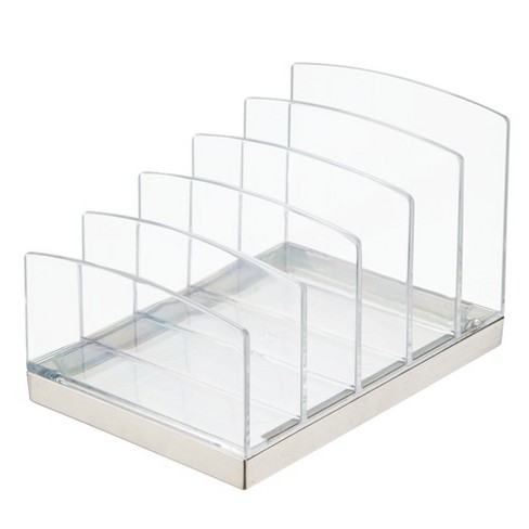 mDesign Small Plastic Divided Cosmetic Storage Organizer Caddy Tote Bin -  Clear