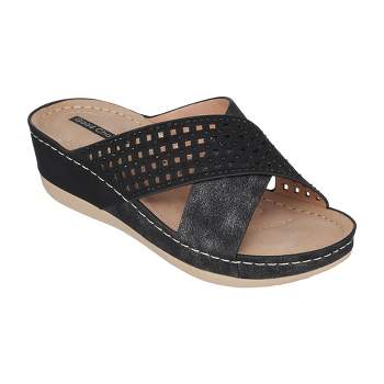 GC Shoes Isabella Embellished Comfort Slide Wedge Sandals