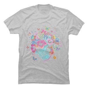 Men's Design By Humans Floral Butterfly Skull Funny Halloween Costume Hippie Flower By JeilJersey T-Shirt - 1 of 4