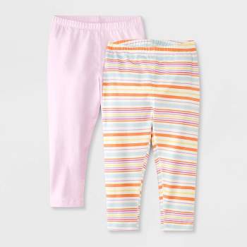  Girls' Adaptive 2pk Capri Leggings - Cat & Jack™ Light Pink/Striped