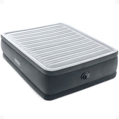 INTEX Dura-Beam Deluxe Comfort-Plush Elevated Air Mattress: Fiber-Tech – Queen Size – Built-in Electric Pump – 18in Bed Height – 600lb Weight Capacity