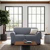 Chenille Stretch Loveseat Slipcover Cadet Blue - Zenna Home: Elastic-Fit, Machine Washable, Indoor Use - 2 of 4