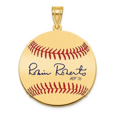 Black Bow Jewelry 14K Gold Plated Robin Roberts Signature MD Enamel Baseball Pendant