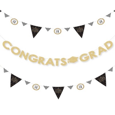 Big Dot of Happiness Gold - Tassel Worth The Hassle  - 36 Banner Cutouts & No-Mess Real Gold Glitter 2021 Congrats Grad Banner Letters