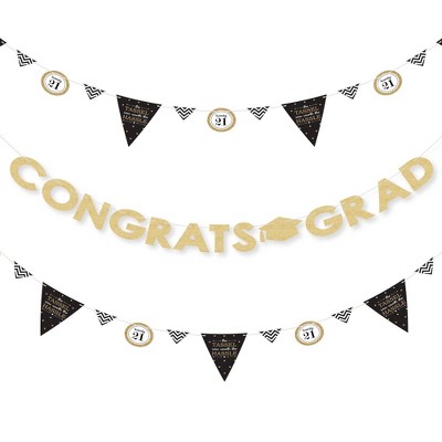 Big Dot of Happiness Gold - Tassel Worth The Hassle  - 36 Banner Cutouts & No-Mess Real Gold Glitter 2021 Congrats Grad Banner Letters