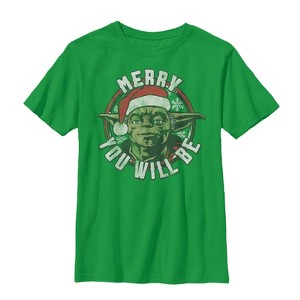 Boy's Star Wars Christmas Yoda Merry You Will Be T-Shirt - 1 of 3