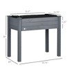 Okak Elevated Wooden Planter Box with Legs 33.8/48.3 Inch Raised Garden Bed for Vegetables, Herbs, Flowers - 3 of 4