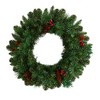 Nearly Natural 20” Frosted Pine Artificial Christmas Wreath with Pinecones, Berries and 35 Warm White LED Lights - 3 of 4