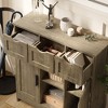 Lirago Gray Drawer Shelf Storage Cabinet Rectangular Decorative Accent Cabinet with Drawers Shelves and Doors - 4 of 4