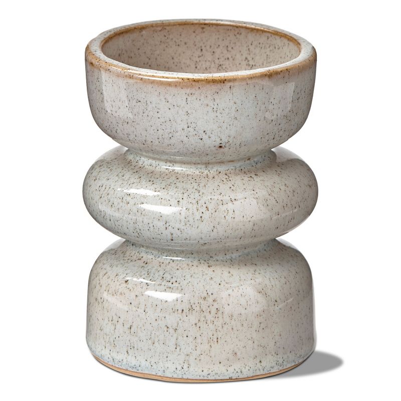 tagltd Linea Taupe Speckled Ceramic Reversible Taper and Pillar Candle Holder Small,3.2L x 3.2W x 4.5.0H inches, 1 of 3