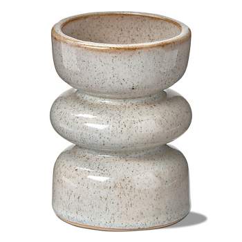 tagltd Linea Taupe Speckled Ceramic Reversible Taper and Pillar Candle Holder Small,3.2L x 3.2W x 4.5.0H inches