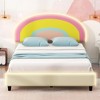 NicBex Twin/Full Upholstered Bed Frame with Smart LED,Princess Platform Bed with Rainbow Shaped and Adjustbale Headboard,No Box Spring Needed,Beige - image 2 of 4