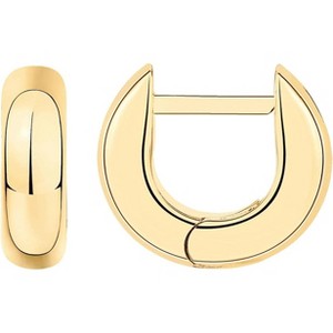 14K Gold Plated Ultra Thick Huggie Hoops - 925 Sterling Silver Post, Women's Small Mini Hoop Earrings - 1 of 4