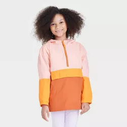 Girls' Popover Anorak Spring Windbreaker Jacket - Cat & Jack™ Orange XS