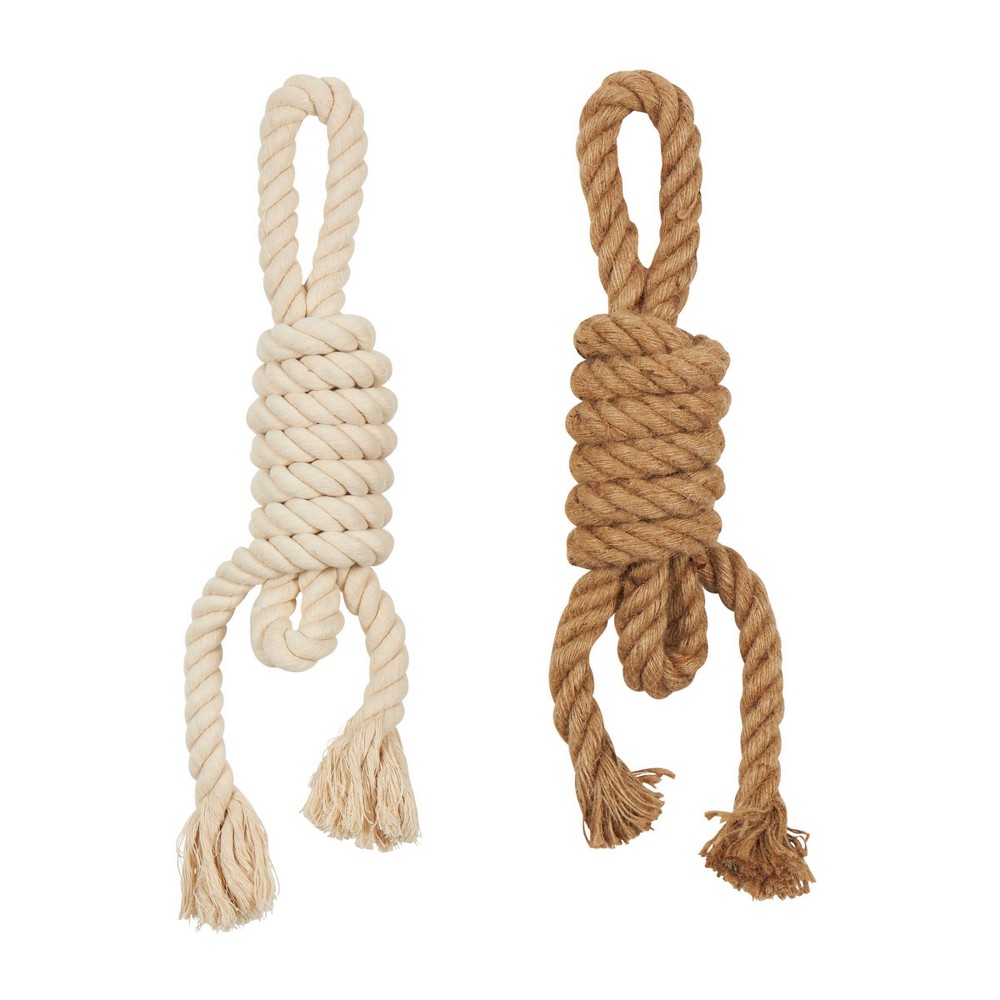 Photos - Wallpaper Set of 2 Jute Buoy Handmade Knotted Rope Wall Decors Brown - Olivia & May